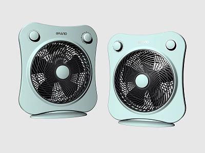 Two HAIO Light Blue Air Cooler Fans With Control Knobs And Modern Design 3d model