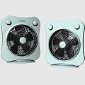 Two HAIO Light Blue Air Cooler Fans With Control Knobs And Modern Design