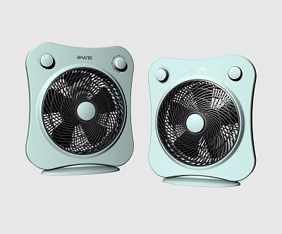 Two HAIO Light Blue Air Cooler Fans With Control Knobs And Modern Design 3d model