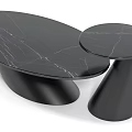 Modern Black Marble Coffee Table Set Featuring Unique Base Design And Smooth Surface 3d model