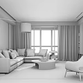 Modern Living Room Interior With Gray L Shaped Sofa Multiple Cushions Round Gold Coffee Table
