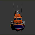 Orange Rescue Boat With White Blue Hull And Antenna Marine Structure