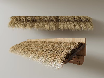 Rustic Thatch Roof Elements Featuring Wooden Frame And Natural Straw 3d model