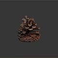 Close Up View Of Brown Pine Cone With Detailed Scales On Blue Background