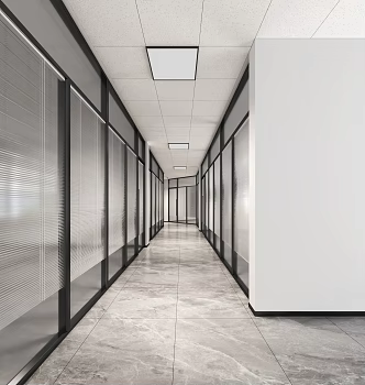 Office aisle 3d model