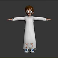 3D Animated Game Movie Character Boy In White Robe With Red Patterns And East Village Text