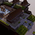 Ancient Chinese Courtyard Architecture Model With Traditional Roofs And Tile Details
