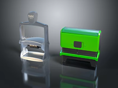 Wooden Stone Crafted Devices With Transparent Casing And Green Body 3d model