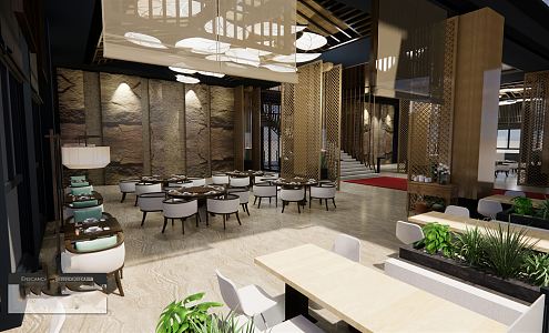 New Chinese Banquet Hall Hotel Banquet Hall 3d model