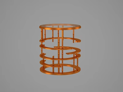 Orange Round Side Table With Multi Layered Spiral Base And Modern Design 3d model