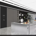 School Learning Space With Bookshelves Books Sculptures Plants And White Counter