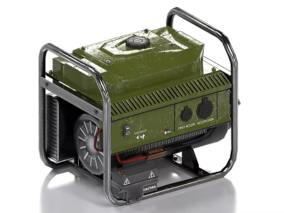 Green Portable Industrial Generator with Sturdy Metal Frame and Compact Design 3d model