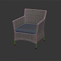 Rattan Single Sofa with Armrests Cushioned Seat and Modern Minimalist Design for Living Room