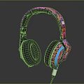 Colorful Over Ear Headphones With Artistic Pattern Design And Soft Ear Cushions