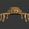 Golden Crab Like Metallic Sculpture With Detailed Texture And Dark Background Reflection