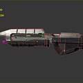 Futuristic Sci Fi Weapon With Metallic Silver Black Body And Green Accents