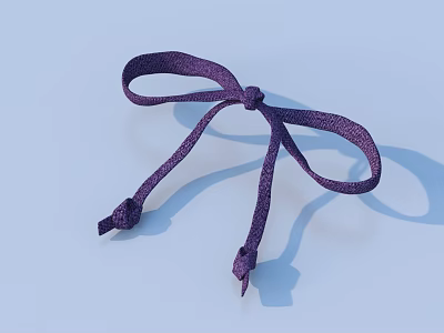 Purple Glittery Bow Accessory As Daily Life Item With Shiny Texture And Light Blue Background 3d model