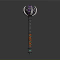 Ornate Magical Staff Featuring Purple Orb Silver Accents And Colorful Patterns