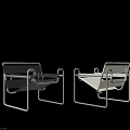 Modern Leisure Chairs With Metal Frames Black Leather And White Seat Cushions