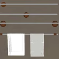 Bathroom Accessories Multiple Metal Towel Bars with Wooden Ends Holding White Towels