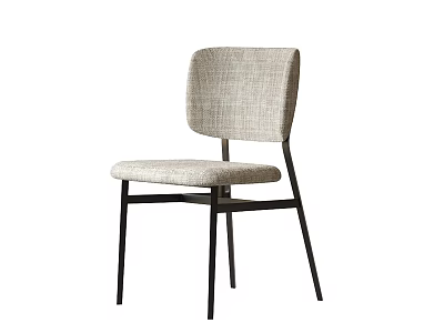 Modern Fabric Single Chair With Light Gray Upholstery And Black Metal Legs 3d model