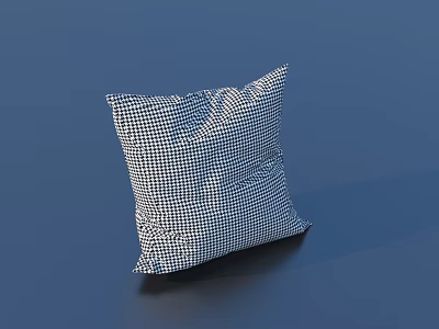 Soft Blue And White Checkered Decorative Pillow For Home Sofa Use 3d model