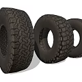 Set of Three Durable Car Off Road Tires With Deep Tread Pattern Design