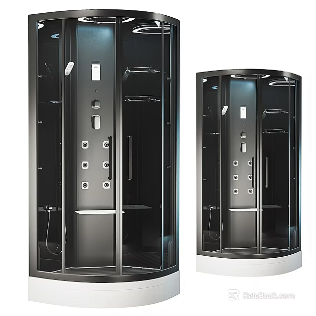 Modern Shower Sauna Cabin With Square Round Design And Multi Function Control Panel 3d model 