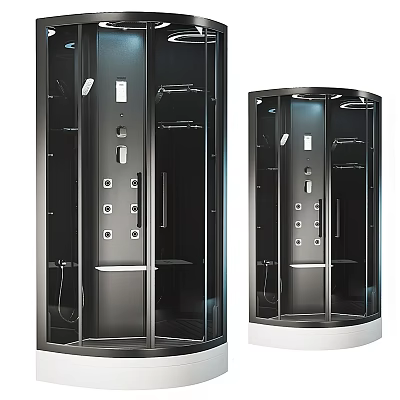 Modern Shower Sauna Cabin With Square Round Design And Multi Function Control Panel 3d model