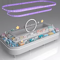Retail Display Shelf With Cosmetic Products Purple LED Strip Lights And NOELLA Logo