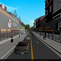 Road Facilities With Yellow Dividing Line Sidewalks Trees Buildings And Cars