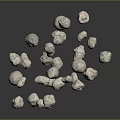 Floating Natural Stone Materials with Various Sizes Shapes Rough Surface Dark Background