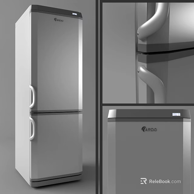 ARAG Modern Stainless Steel Double Door Refrigerator And Standalone Freezer Design 3d model 
