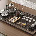 Traditional Tea Set With Wooden Tray Glass Teapot Small Cups Bamboo Scoop For Tea Ceremony