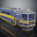 Blue And Yellow Futuristic Car With Transparent Cabin And Industrial Design Elements