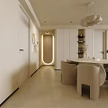 Modern Dining and Living Room Interior Design With Round Table Fabric Chairs and Pendant Light