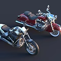 Modern Classic Cruiser Red And Silver Motorcycles With Chrome Accents And Sleek Design