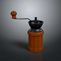 Manual Coffee Grinder With Wooden Base Black Grinding Bowl And Top Wooden Handle