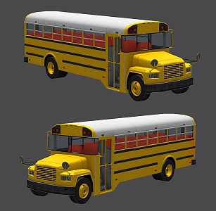 Modern school bus cartoon school bus 3d model