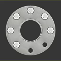 Metallic Mechanical Component Featuring Cylindrical Body Bolted Red Blue Sections And Green Lines
