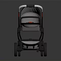 Modern Light Gray Baby Stroller With Red Accent Handle And Black Wheels