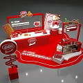 Lotte Stick Promotion Booth With Red Theme Display Counter And Snack Items 3d model