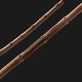 Bamboo Sticks with Natural Nodes and Textured Surface on Dark Background 3d model