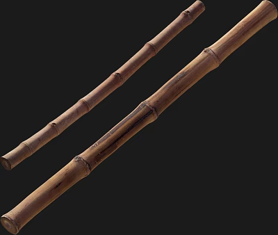 Bamboo Sticks with Natural Nodes and Textured Surface on Dark Background 3d model