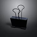 Black Paper Clip Holder With Simple Design And Two Metal Paper Clips