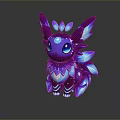 Fantasy Game And Movie Character With Purple Blue Glowing Wings And Crystal Body