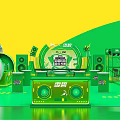 Energy Shopping Exhibition Booth Design With Green Yellow Theme And Headphone Decor