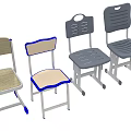 Various Design Chairs With Beige Gray Colors And Wheel Features 3d model