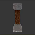 Decorative Column Featuring Riveted Metal Ends And Wooden Central Grain Texture