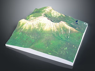 3D Terrain Model Featuring Mountain Ranges Green Vegetation And Small Lakes With Snowy Rock Textures 3d model